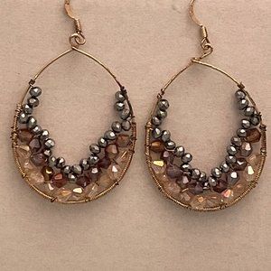 Gold Beaded Dangle Earrings